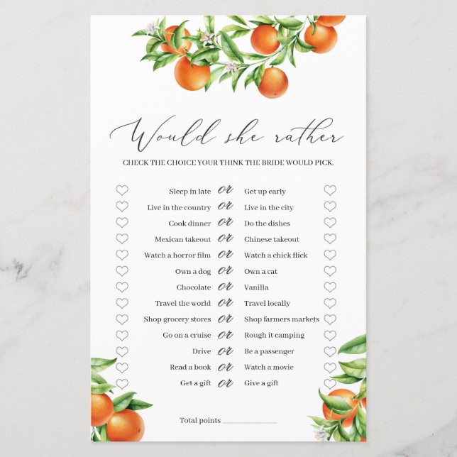 Frutas de Verão Citrus Orange Ela iria jogar Prefe (Frente)