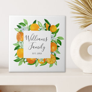 Frutas e Flores Laranja Elegantes Floral de Verão