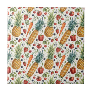 Frutas e Legumes em Aquarela Pintados à Mão