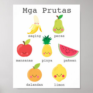 Frutas em crianças filipinas aprendendo Poster