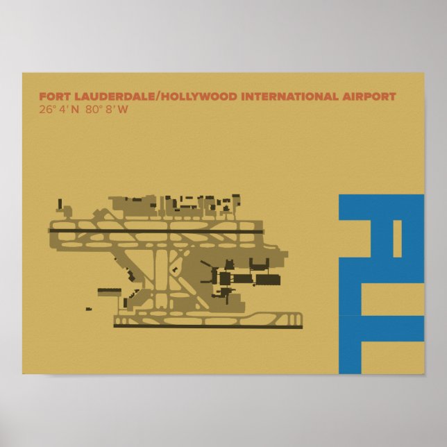 Ft. Diagrama Poster do Aeroporto de Lauderdale (FL (Frente)