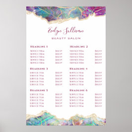Fuchsia Aquamarine Opal Design Price List Poster