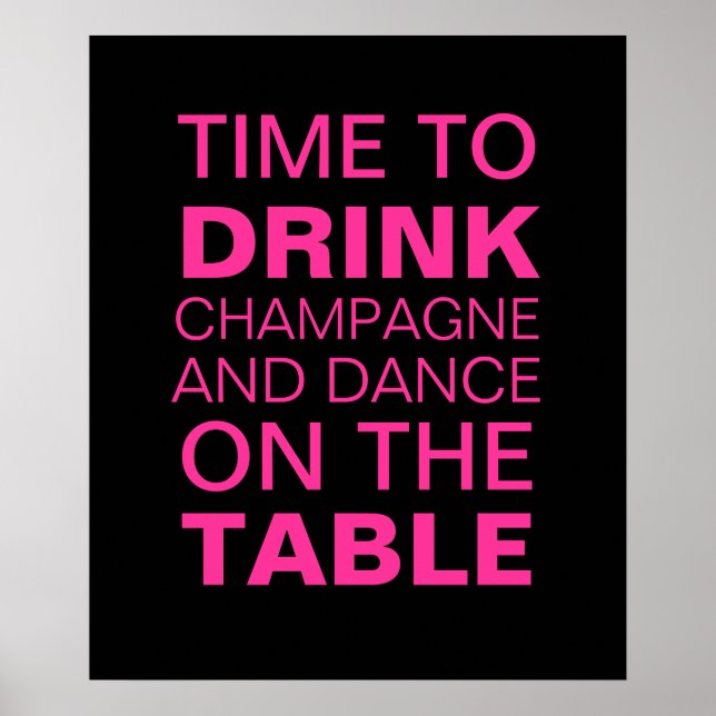 Fuchsia Champagne Party Poster (Frente)