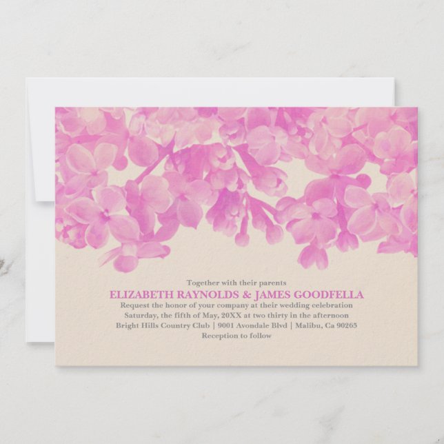 Fuchsia Convites Florais De Casamento (Frente)