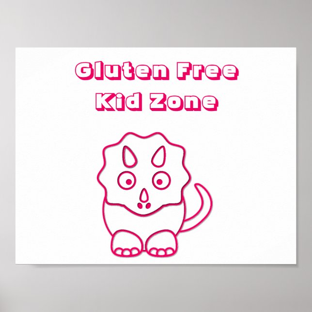 Fuchsia Dino Gluten Free Kid Zone Poster (Frente)