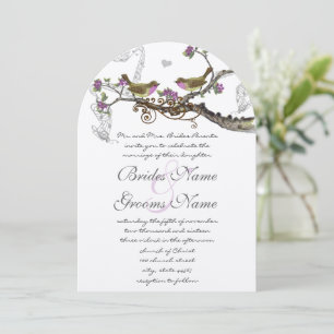 Fuchsia e Cinzas - Convite de casamento de Aves Vi