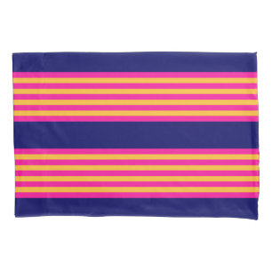 Fuchsia e listras amarelas com azul-marinho