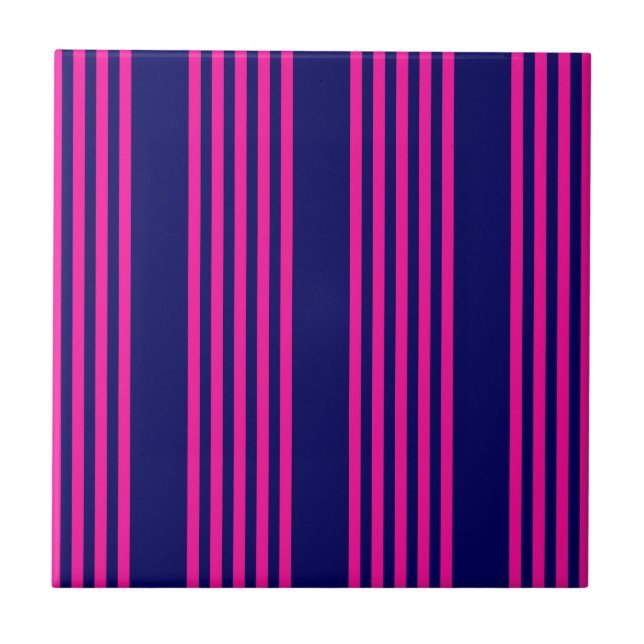 Fuchsia e padrão de cinco faixas azul marinho (Frente)