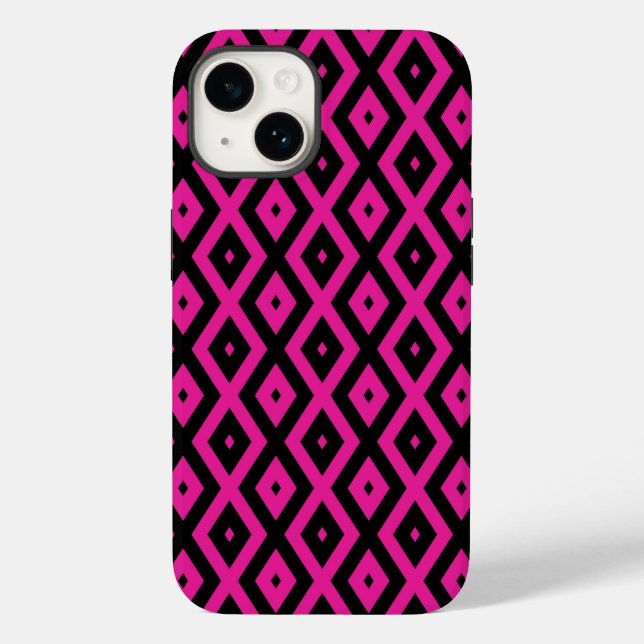 Fuchsia e padrão de diamante preto (Verso)