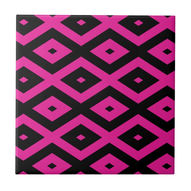 Fuchsia e padrão de diamante preto (Frente)