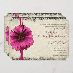 Fuchsia Gerber Daisy Convite de casamento