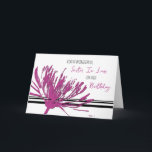 Fuchsia Pink Flower Sister no Cartão de Aniversári<br><div class="desc">Cartão bonito e pensativo para o aniversário da irmã no aniversário da lei com a flor rosa moderna negra e fuchsia e texto escrito à mão.</div>