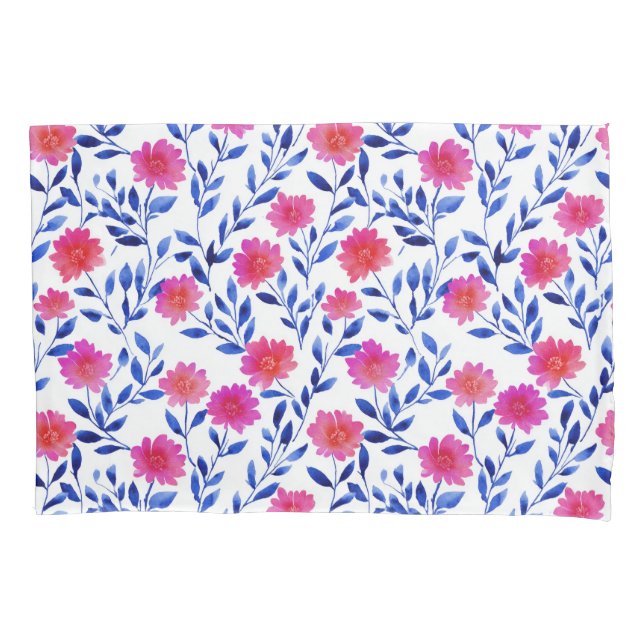 Fuchsia Pink Spring Blossoms Watercolor Floral (Frente)