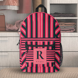 Fuchsia Preto Art Deco Monograma Listra Chevron