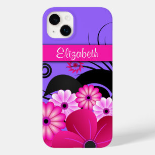 Fuchsia Quente Rosa e Púrpura Hibiscus Floral Sli