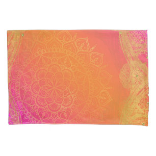 Fuchsia Rosa Laranja & Dourado Glam Mandala Indian