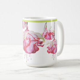 Fuchsias exóticas numa caneca clássica
