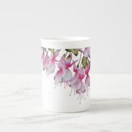 "Fuchsias Festivas" em uma caneca chinesa óssea