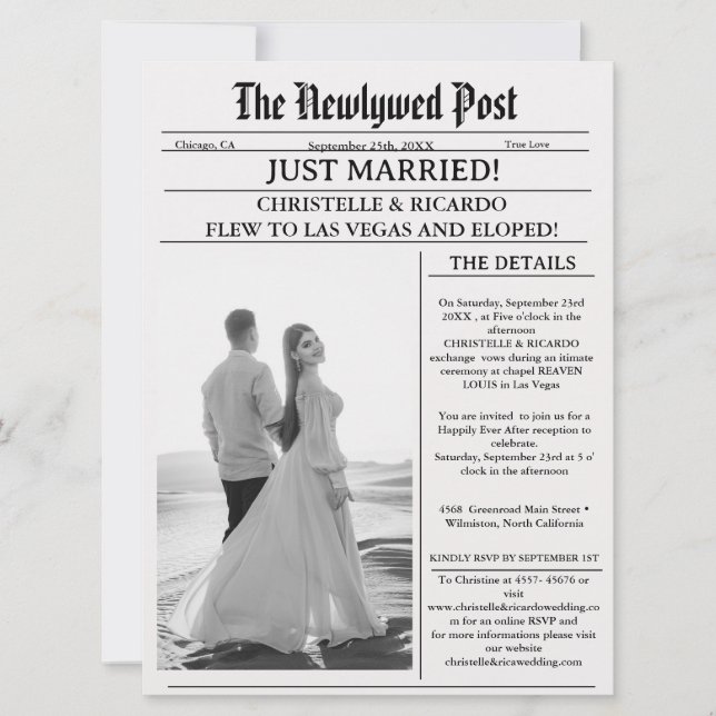 Fuga para se casar em jornal moderno anúncio de re (Frente)