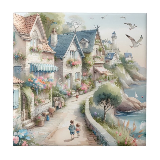 Fuga para uma Vila de Cottage Costeiro Pastel (Frente)