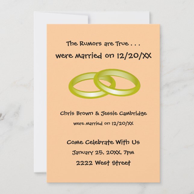 Fugimos juntos! convite de festa pós-casamento (Frente)