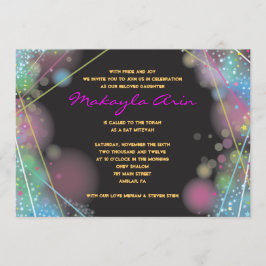 FULGOR do laser no convite ESCURO de Mitzvah do