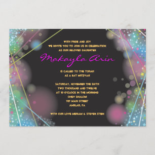 FULGOR do laser no convite ESCURO de Mitzvah do