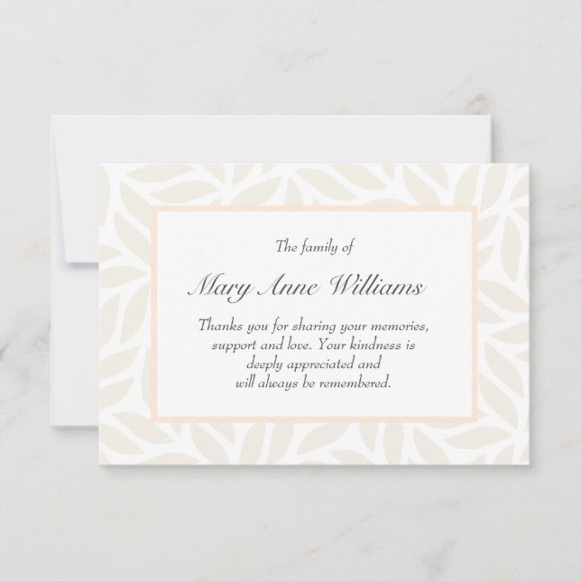 Fumaça de folhagem delicada obrigado de funeral (Frente)