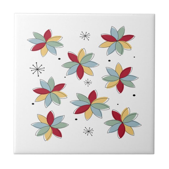Fun Abstract Scandi Flowers Mid Century Modern (Frente)