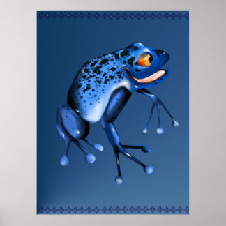 Fun Blue Frog Poster