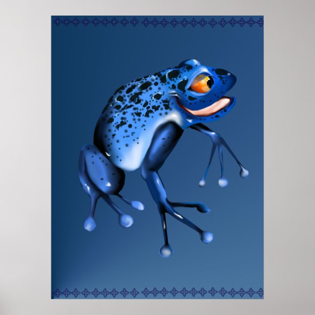 Fun Blue Frog Poster (Frente)