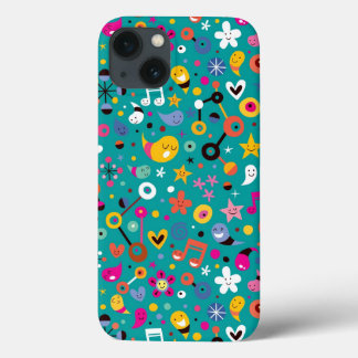 fun cartoon pattern teal
