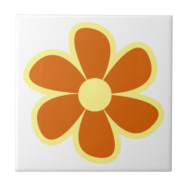 Fun Funky 60s 70s Retro Flower Ceramic Tile (Frente)