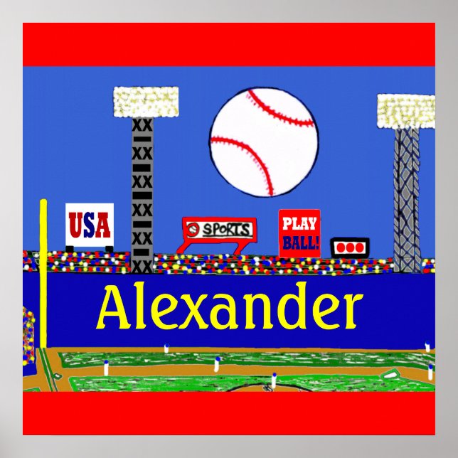 Fun Kids Baseball Personalized Poster Art Gift (Frente)