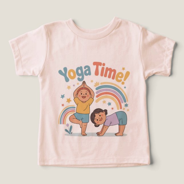 Fun yoga pose active play kids tee (Design frontal)