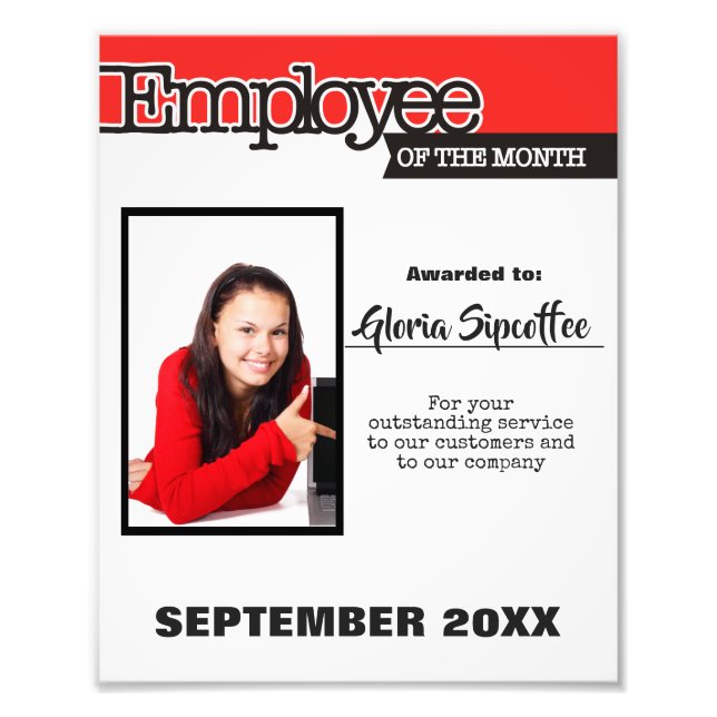 Funcionário do certificado de prêmio de fotografia (Frente)