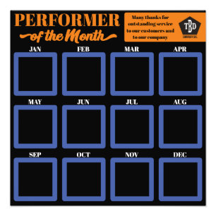 Funcionário do mês, exibição de fotos 4x4 no escri