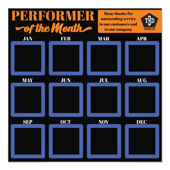 Funcionário do mês, exibição de fotos 4x4 no escri (Frente)