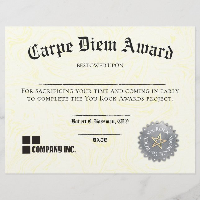 Funcionário VINDO EM prêmio DE CERTIFICADO RÁPIDO (Frente)