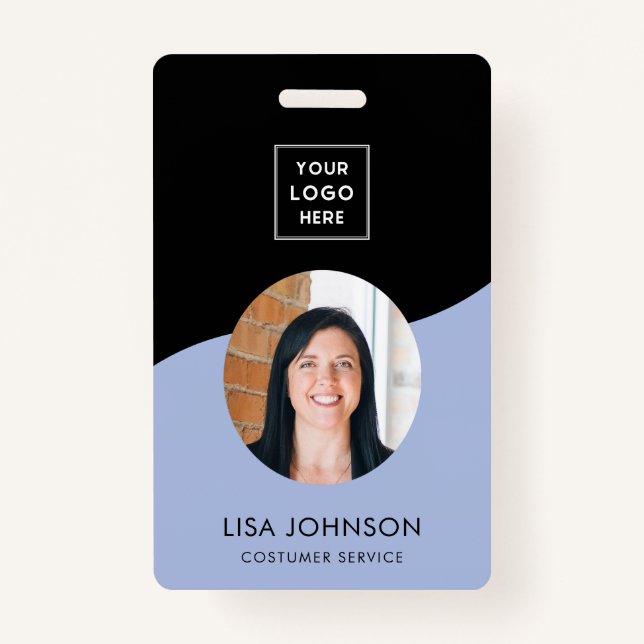 Funcionarios preto mínimo moderno Crachá de código (Frente)