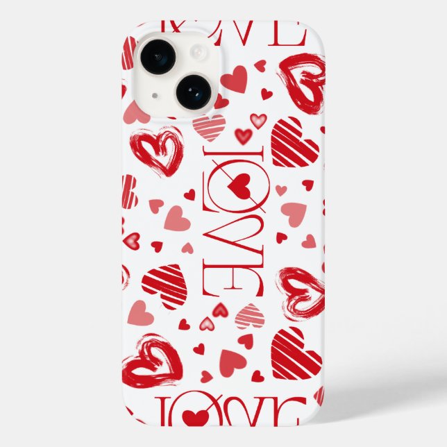 Funda/Case para iPhone Patrón_corazones romántico (Verso)