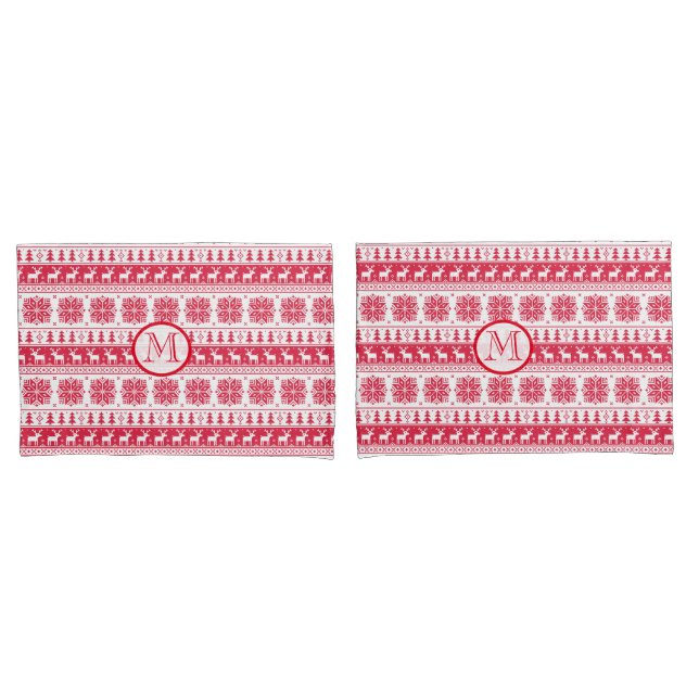 Funda de almofada vermelha de Natal (Frente - conjunto)