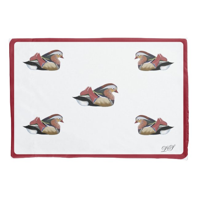 funda de travesseiro desenho digital pato mandarim (Frente-Esquerda)