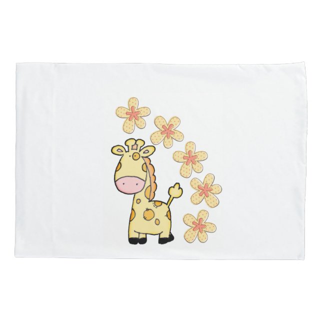 Funda de Travesseiro Girafa Floral Branca  (Verso)