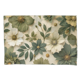 Funda de travesseiro padrão de flores verdes