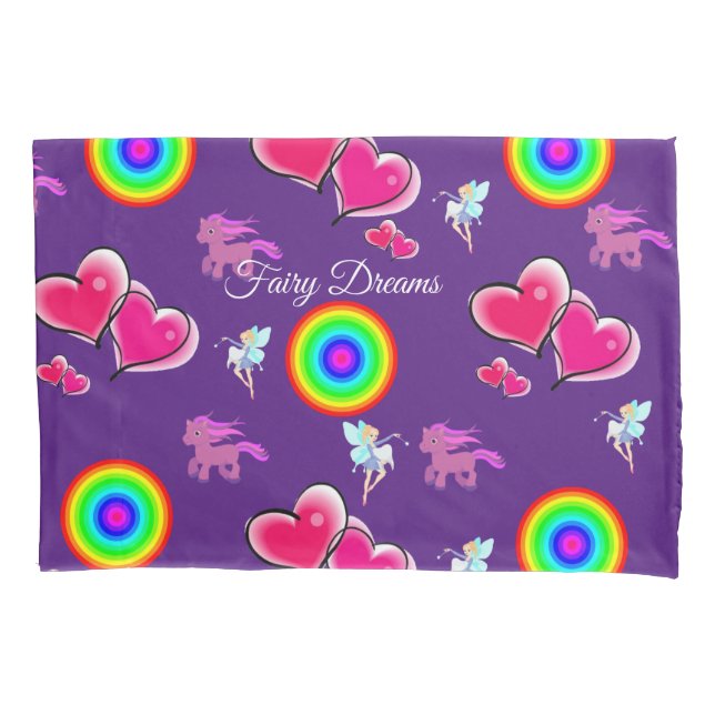 Funda de Travesseiro Sonhos de Fada Roxo (Frente)