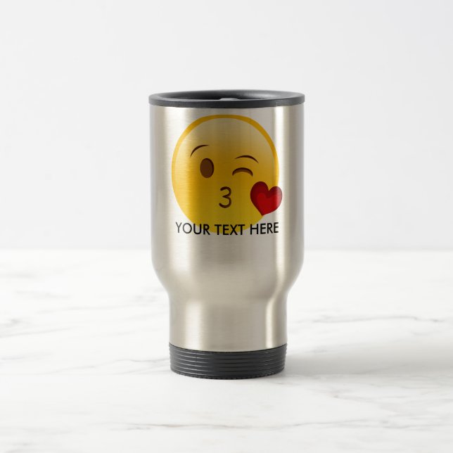 Funda uma caneca do emoji do beijo - adicione seu (Centro)