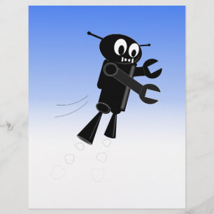 Fundo Azul-Céu Azul-Robô Voador Negro