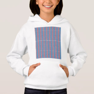 fundo azul com designs vermelhos e brancos