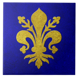 Fundo Azul Fleur-de-lis Dourado